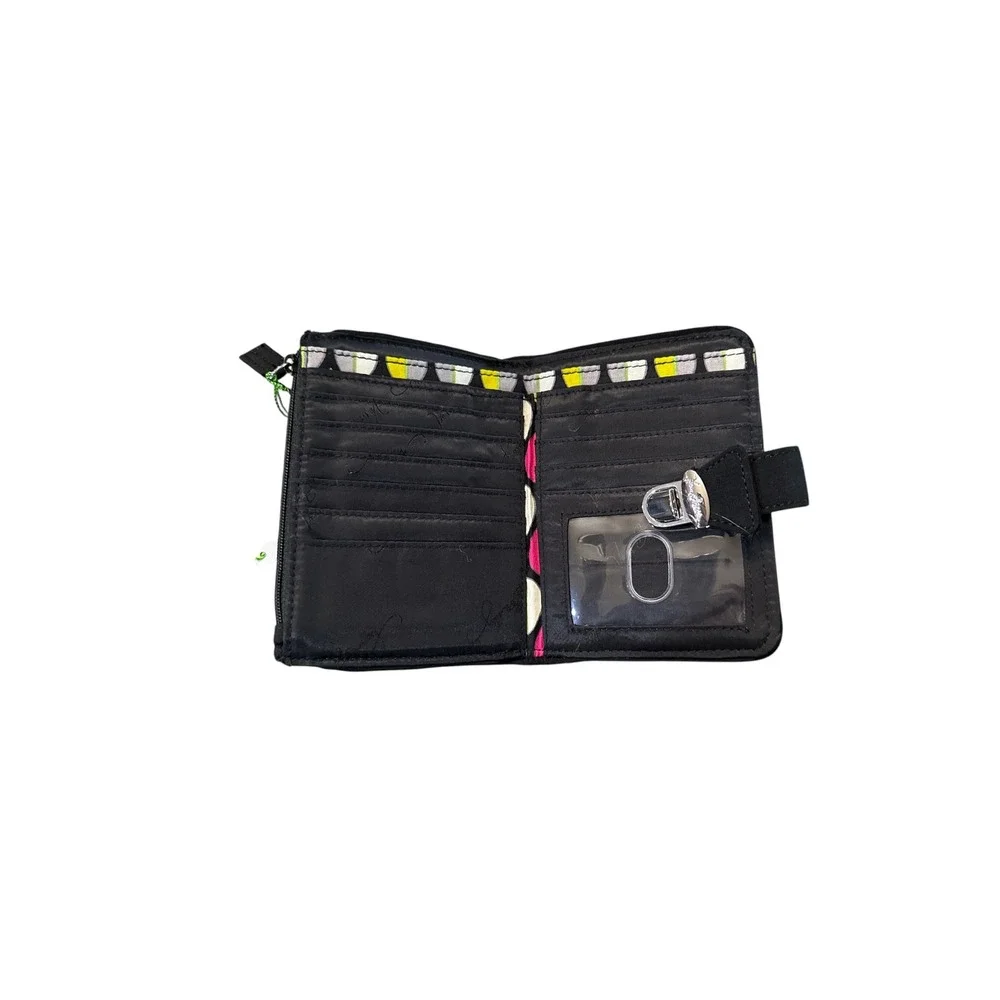 Vera Bradley Pushlock Wallet Classic Black Quilted Microfiber 19835-081 NWT‎